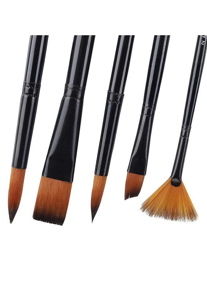 Kabeer Art Short Black Handle Synthetic Mix Paint Brush Set, 5 Pieces - Image 3
