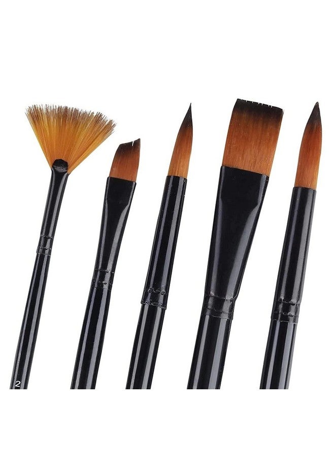 Kabeer Art Short Black Handle Synthetic Mix Paint Brush Set, 5 Pieces - Image 1
