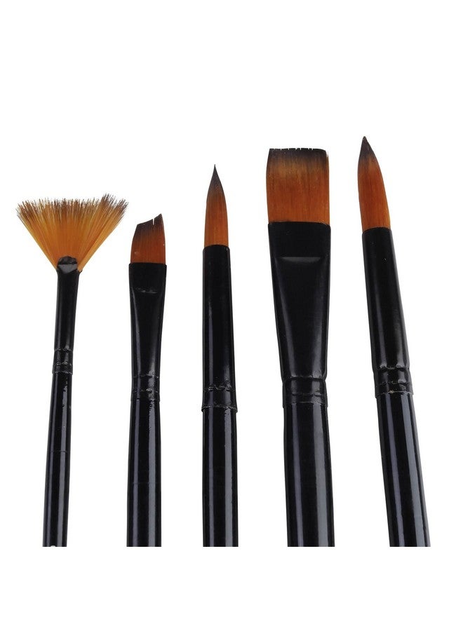 Kabeer Art Short Black Handle Synthetic Mix Paint Brush Set, 5 Pieces - Image 4