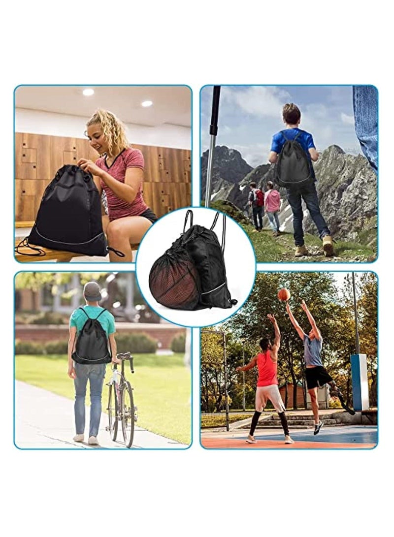 NIBEMINENT Drawstring pocket backpack, men's and women's outdoor travel sports basketball football swimming riding bag - Image 4