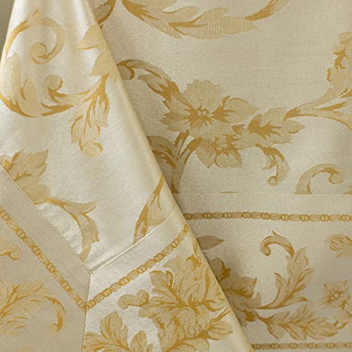 Benson Mills Harmony Scroll Woven Damask Fabric Tablecloth, Everyday, Parties, Special Occasions, Weddings and Holiday Table Cloth (60" X 104" Rectangular, Silver – Gold) - Image 5