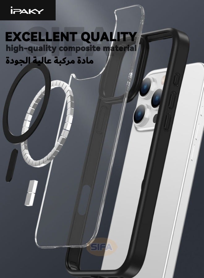 إيباكي حافظة iPhone 16 Pro، حافظة هاتف مغناطيسية [متوافقة مع Magsafe] مصنوعة من مادة مركبة، حافظة مقاومة للصدمات من الدرجة العسكرية، غطاء خلفي نحيف مضاد للسقوط لهاتف Apple iPhone 16 Pro، أسود - Image 2