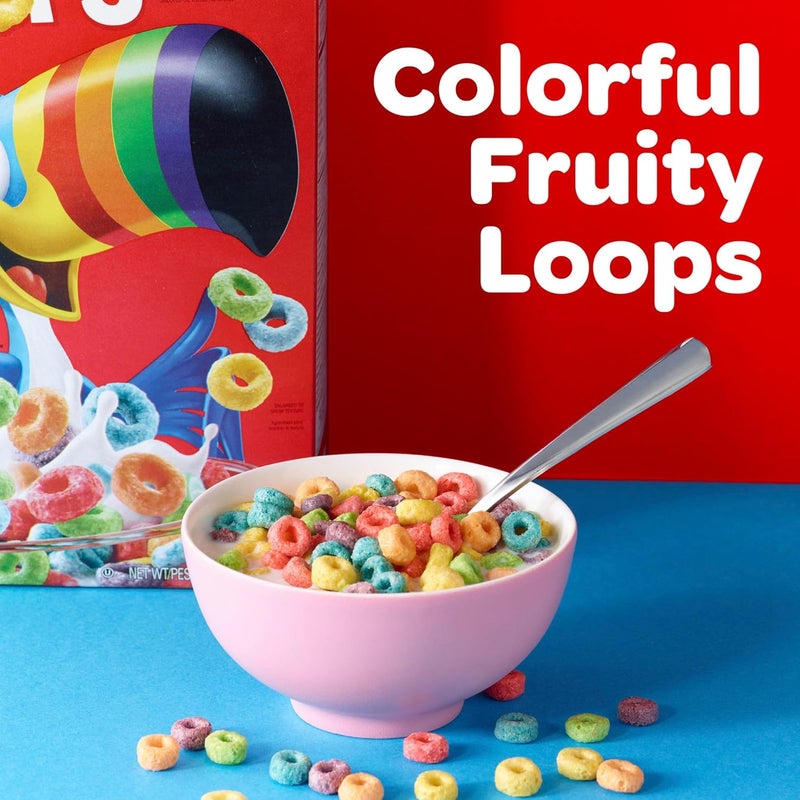 Kellogg's Froot Loops Breakfast Cereal, Giant Size, 23oz Box - Fruity Flavor Kids Cereal - Image 3