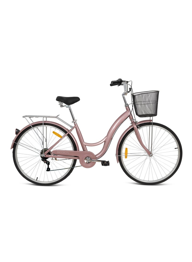 MOGOO Mogoo - Brooklyn 24" 6 Speed City Bike - Rose Gold - Image 1