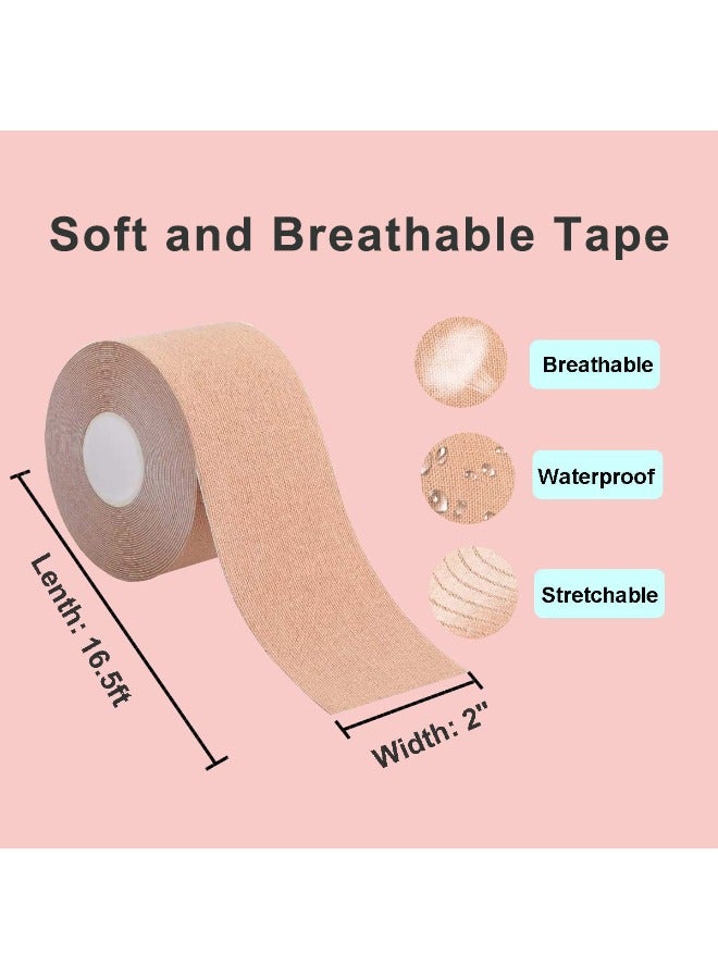 Adhesive Tape for A-E Cup Size | Breathable Body Tape | Works Great with Sticky Bra Backless Bra or Strapless Bra | Nipple Cover Pasties Beige - Image 2