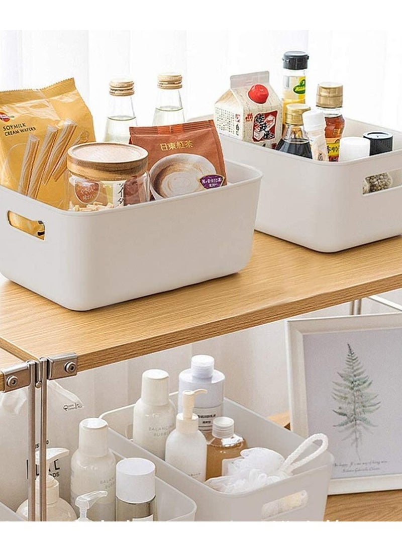Eworld - Set of 8 Plastic Storage Bins Multiuse Desk Cabinet Organizer with Built in Handle - Image 1