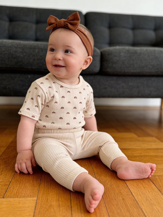 Babies Basic Premium Ribbed Cotton Short Sleeves T-Shirt and Plain Pyjama Set - Image 3