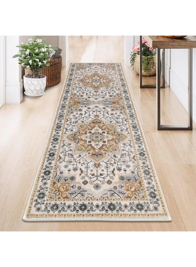 Bohemian Vintage Rug|Non-Slip Hallway & Living Room Carpet | Anti-Wear Bedside Rug with Stain-Resistant Polyester | Easy Clean Home Decor Floor Mat - Image 5