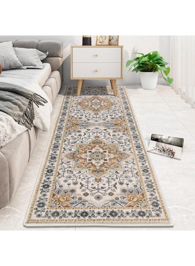 Bohemian Vintage Rug|Non-Slip Hallway & Living Room Carpet | Anti-Wear Bedside Rug with Stain-Resistant Polyester | Easy Clean Home Decor Floor Mat - Image 3