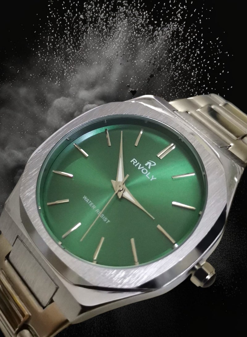 Rivoly Men's Stainless Steel Analog Quartz Watch Easy to Read Fashion Design Waterproof Luxury Classic Big Face Wrist Watch  - Image 2