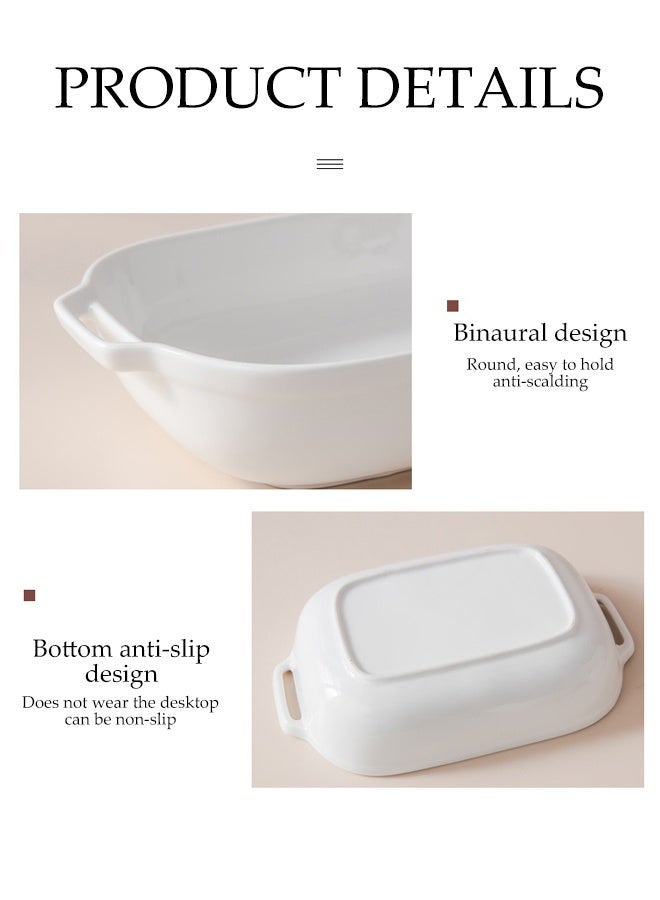 DUNISO 3Pcs Ceramic Baking Tray,Baking Dish with Double Handle,Double Ear Vegetable Dish,Microwave & Dishwasher Safe,for Lasagna/Cake/Tapas/Salad/ Pizza/Steak,6Inch/8Inch/10Inch - Image 3