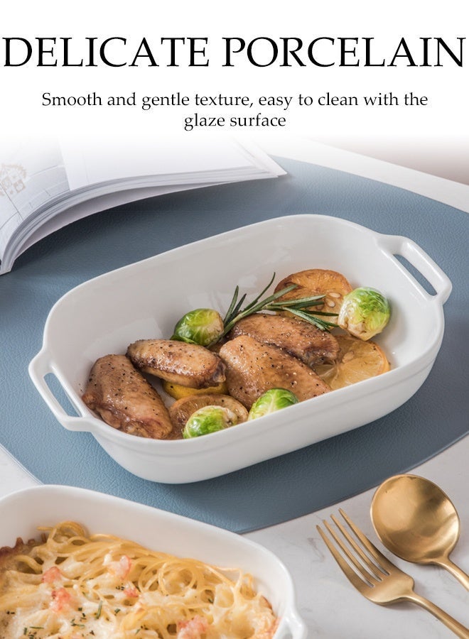 DUNISO 3Pcs Ceramic Baking Tray,Baking Dish with Double Handle,Double Ear Vegetable Dish,Microwave & Dishwasher Safe,for Lasagna/Cake/Tapas/Salad/ Pizza/Steak,6Inch/8Inch/10Inch - Image 5