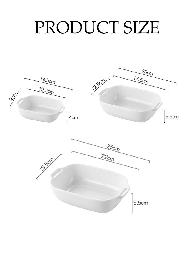 DUNISO 3Pcs Ceramic Baking Tray,Baking Dish with Double Handle,Double Ear Vegetable Dish,Microwave & Dishwasher Safe,for Lasagna/Cake/Tapas/Salad/ Pizza/Steak,6Inch/8Inch/10Inch - Image 2