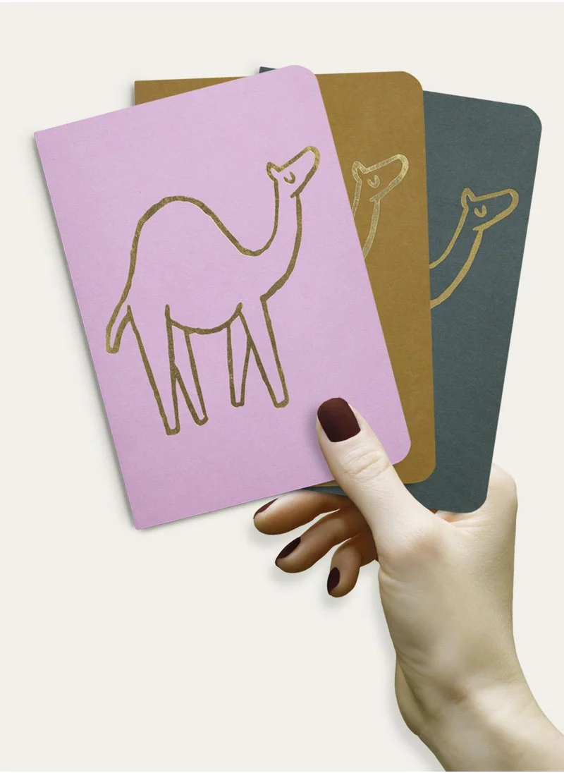 المجلس الصغير A6 notebook set 3, camel, gold mix