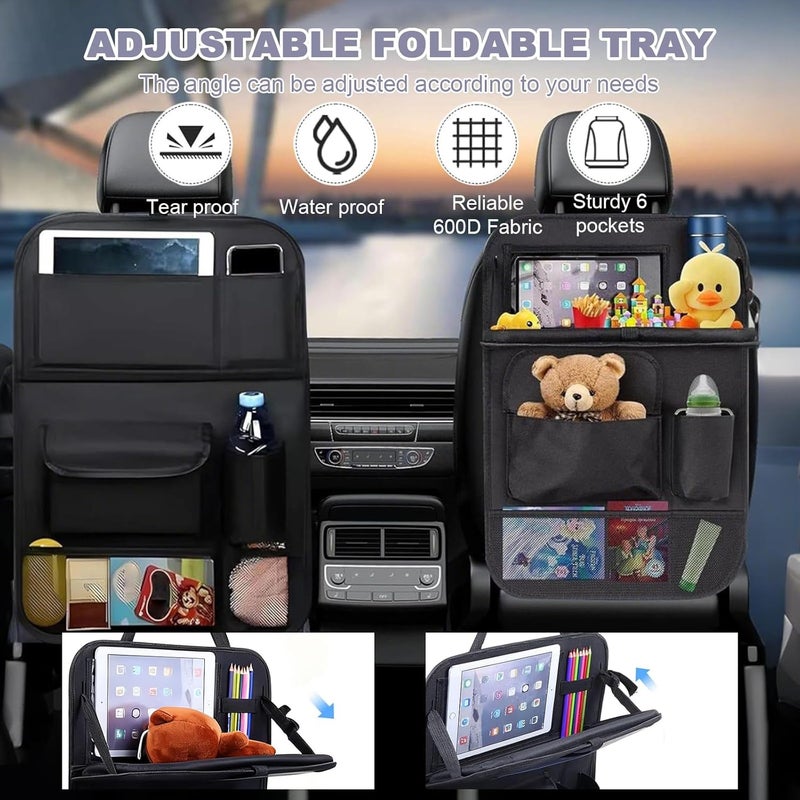 Crayfomo Car Seat Organiser 2-Pack with Foldable Table Tray and 7 Pockets - Image 5