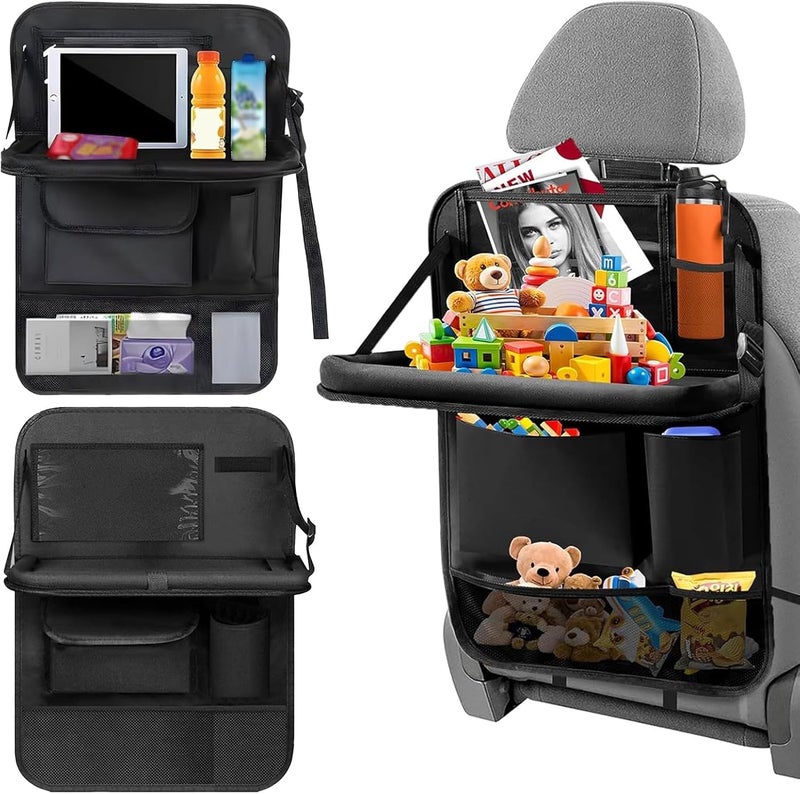 Crayfomo Car Seat Organiser 2-Pack with Foldable Table Tray and 7 Pockets - Image 1