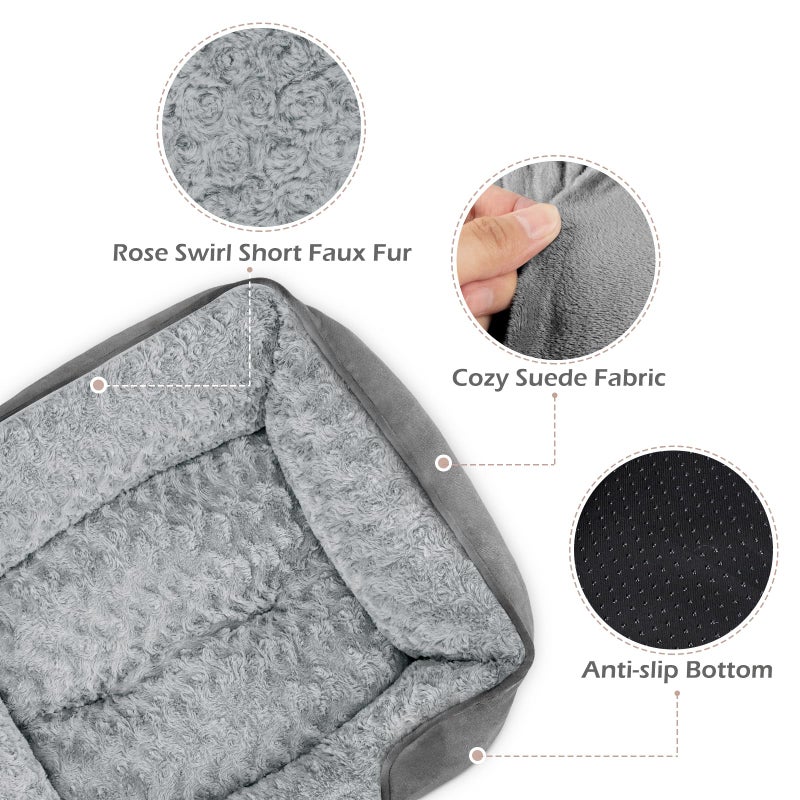 INVENHO Small Dog Bed Rectangle Washable Orthopedic Soft Calming Sleeping Durable Pet Cuddler with Anti-Slip Bottom - Image 4
