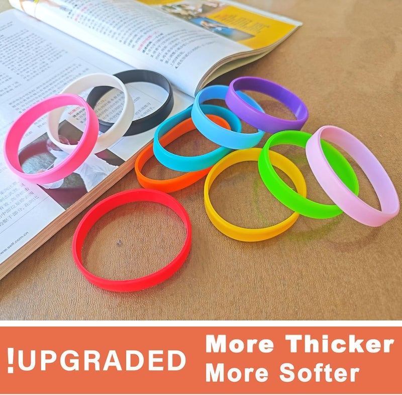 ZiKON 12 Pcs Solid Color Silicone Wristbands Blank Stretch Silicone Wristbands Colorful Rubber Bracelets for Women Men Gifts - Image 5