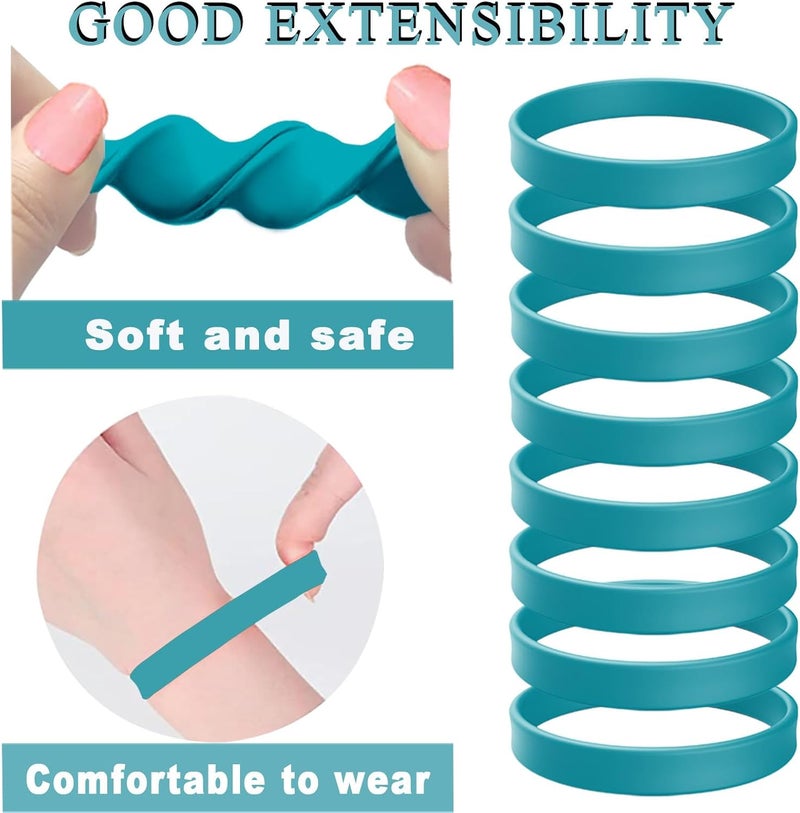 ZiKON 12 Pcs Solid Color Silicone Wristbands Blank Stretch Silicone Wristbands Colorful Rubber Bracelets for Women Men Gifts - Image 4