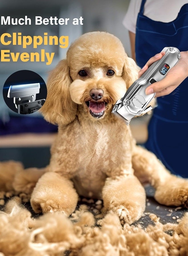 Oneisall Dog Grooming Kit for Heavy Thick Hair&Coats/Low Noise Rechargeable Cordless Pet Shaver with Stainless Steel Blade and Dog Paw Trimmer/Waterproof Dog Shaver for Dogs Pets Animals - Image 2