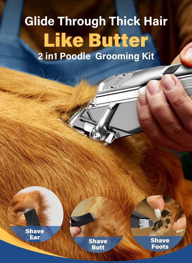 Oneisall Dog Grooming Kit for Heavy Thick Hair&Coats/Low Noise Rechargeable Cordless Pet Shaver with Stainless Steel Blade and Dog Paw Trimmer/Waterproof Dog Shaver for Dogs Pets Animals - Image 3