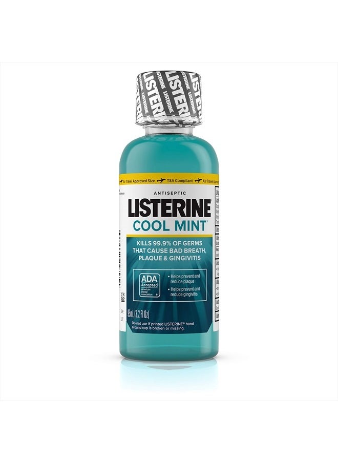 Listerine Cool Mint Antiseptic Mouthwash for Bad Breath, Travel Size 3.2 oz - Pack of 6  - Image 2