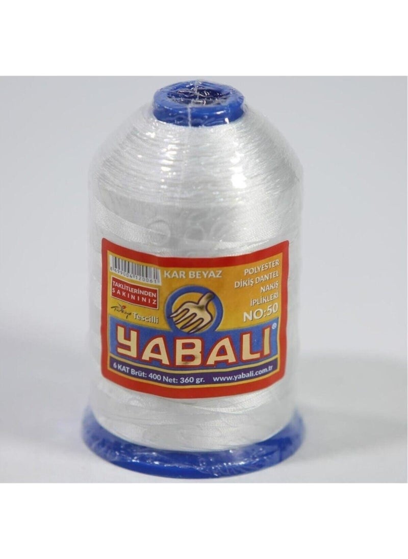 Yabali Yarn-Filed Missile Bobbin Lace Thread No. 50 Snow White 6 Ply 400 gr 
