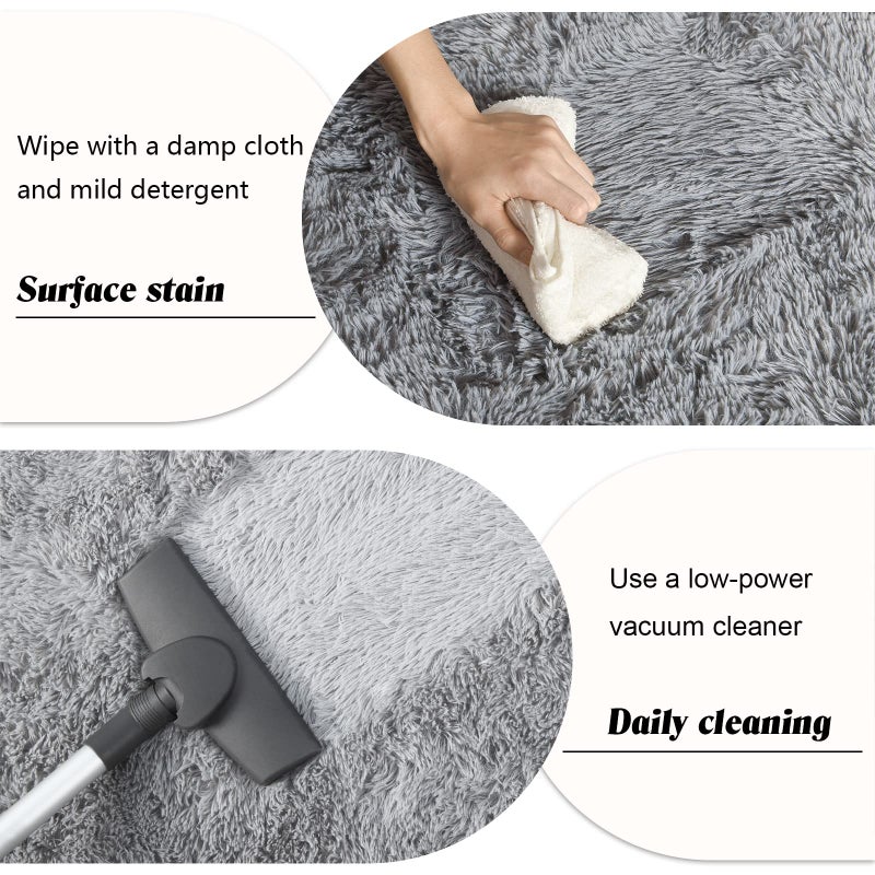 Rtizon Runner Rug for Bedroom, 2x6 Soft Shag Fluffy Area Rugs for Girls Boy's Room, Plush Shaggy Carpet with Non-Slip Bottom for Living Room Dorm, Grey - Image 4