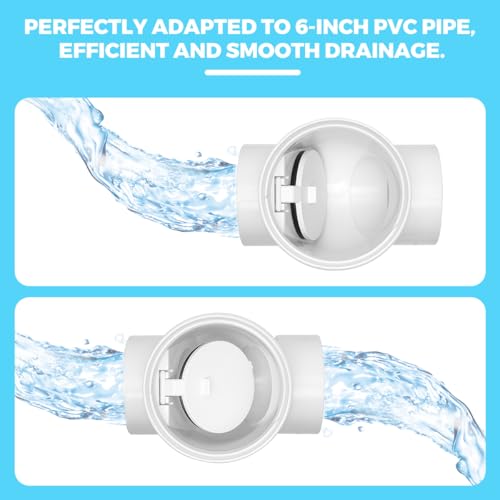 Cinsda 6" PVC Backwater Valve, 6 Inch Back Flow Preventer Valve, Backflow Water Valve Prevents Sewage Backflow - Image 4
