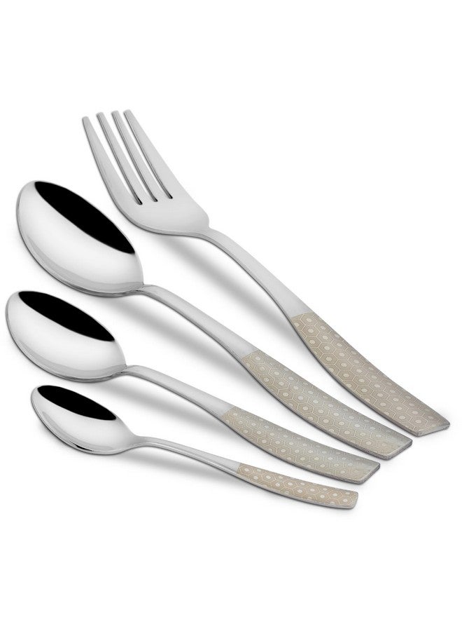 Parage 24 Pieces Stainless Steel Premium Cutlery Set for Home & Kitchen, Luxury Dining Tableware Spoon Gift, Silver Dazzle Design (6 Pieces Each Table Spoons, Table Forks, Dinner Spoons & Tea Spoons) - Image 1