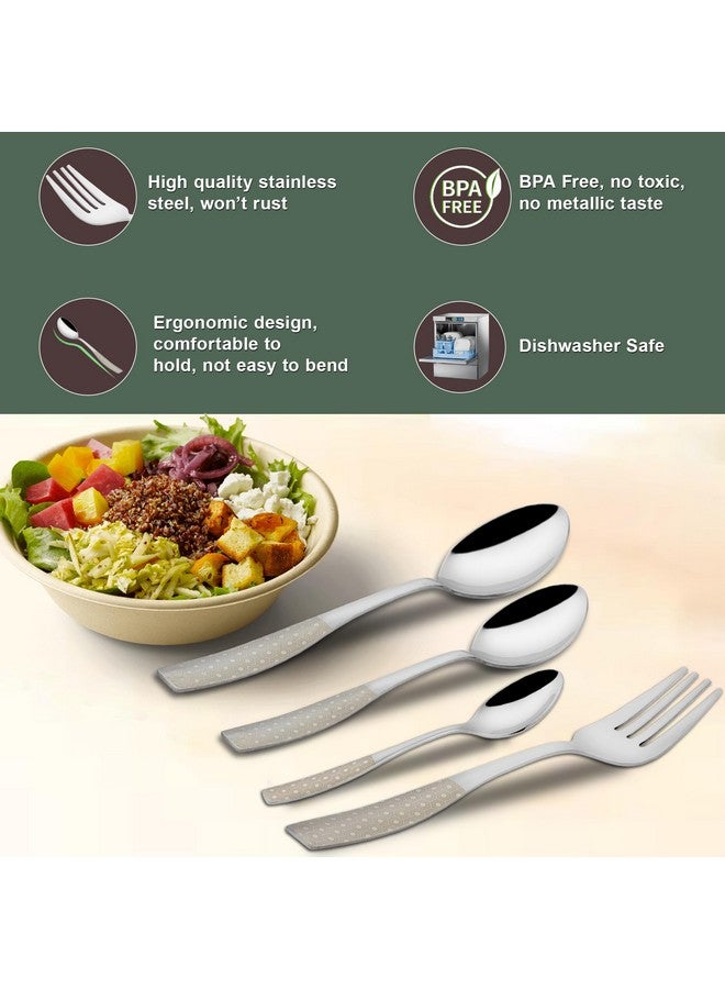 Parage 24 Pieces Stainless Steel Premium Cutlery Set for Home & Kitchen, Luxury Dining Tableware Spoon Gift, Silver Dazzle Design (6 Pieces Each Table Spoons, Table Forks, Dinner Spoons & Tea Spoons) - Image 3