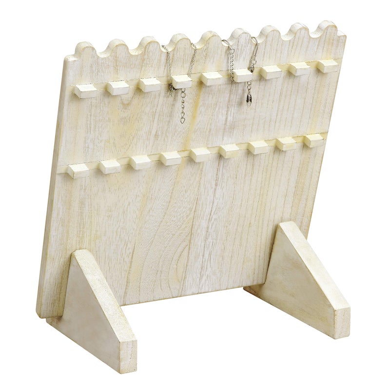 MOOCA Wooden Plank Necklace Holder Organizer For 8 Necklaces, Jewelry Stand Holder, Jewelry Display for Vendors, Necklace Display Stand, Washed White Color - Image 4