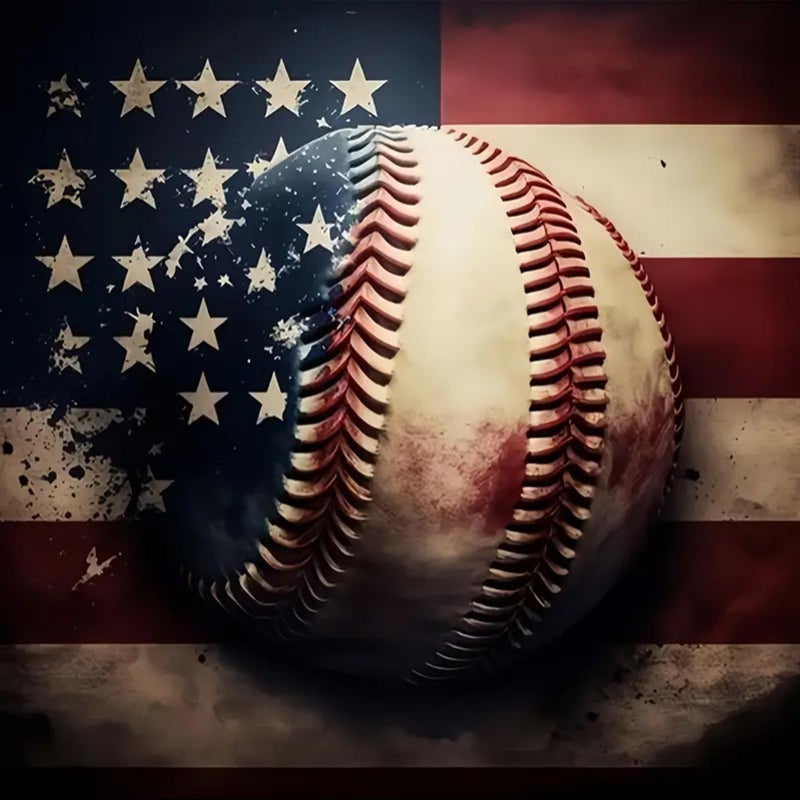 KTHOFCY 5D DIY Diamond Painting Kits for Adults, American Flag Baseball Full Drill Embroidery Cross Stitch Crystal Rhinestone Paintings Pictures Arts Wall Decor Painting Dots Kits 11.8X11.8 inch - Image 1