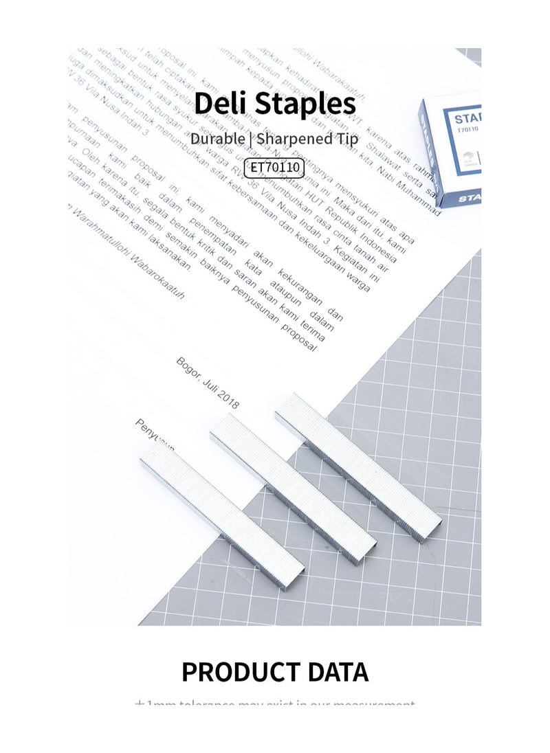 Deli Deli ET70110 Staples - 53/8, Silver, 1000pcs - ideal for everyday stapling tasks  - Image 1