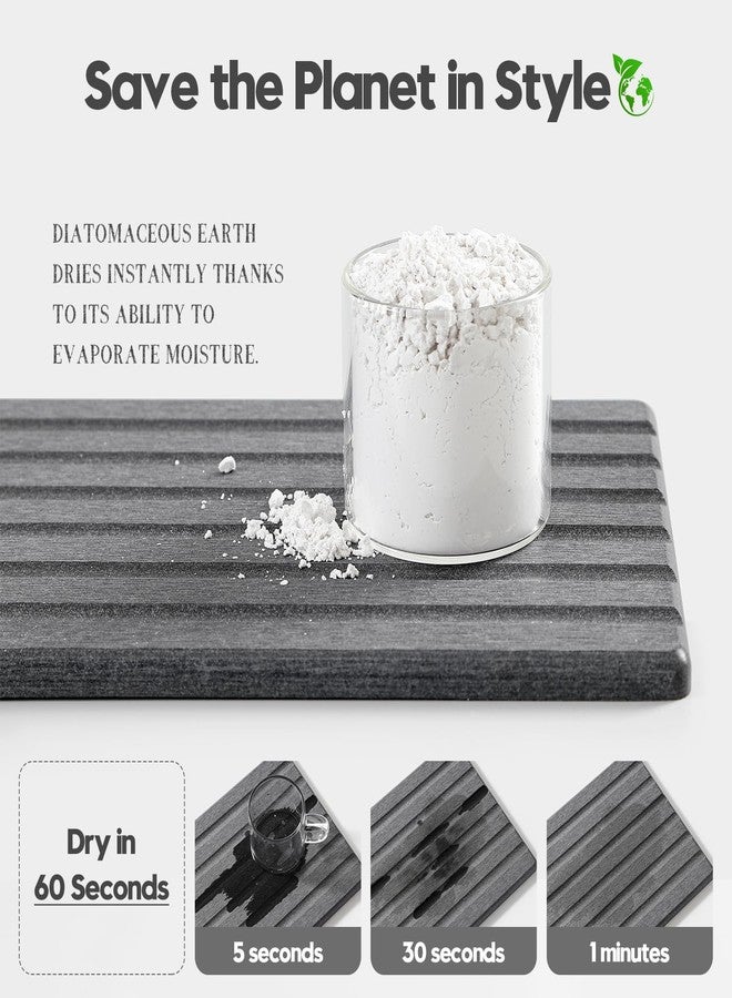 Razborci 2PCS Water Absorbing Stone Drying Tray Mat for Bathroom Sink & Kitchen Counter Organizer, Quick Dry Dish Soap Dispenser Sponge Holder, Vanity Sink Caddy, Coaster, Dark Gray - 10" x 6" - Image 4