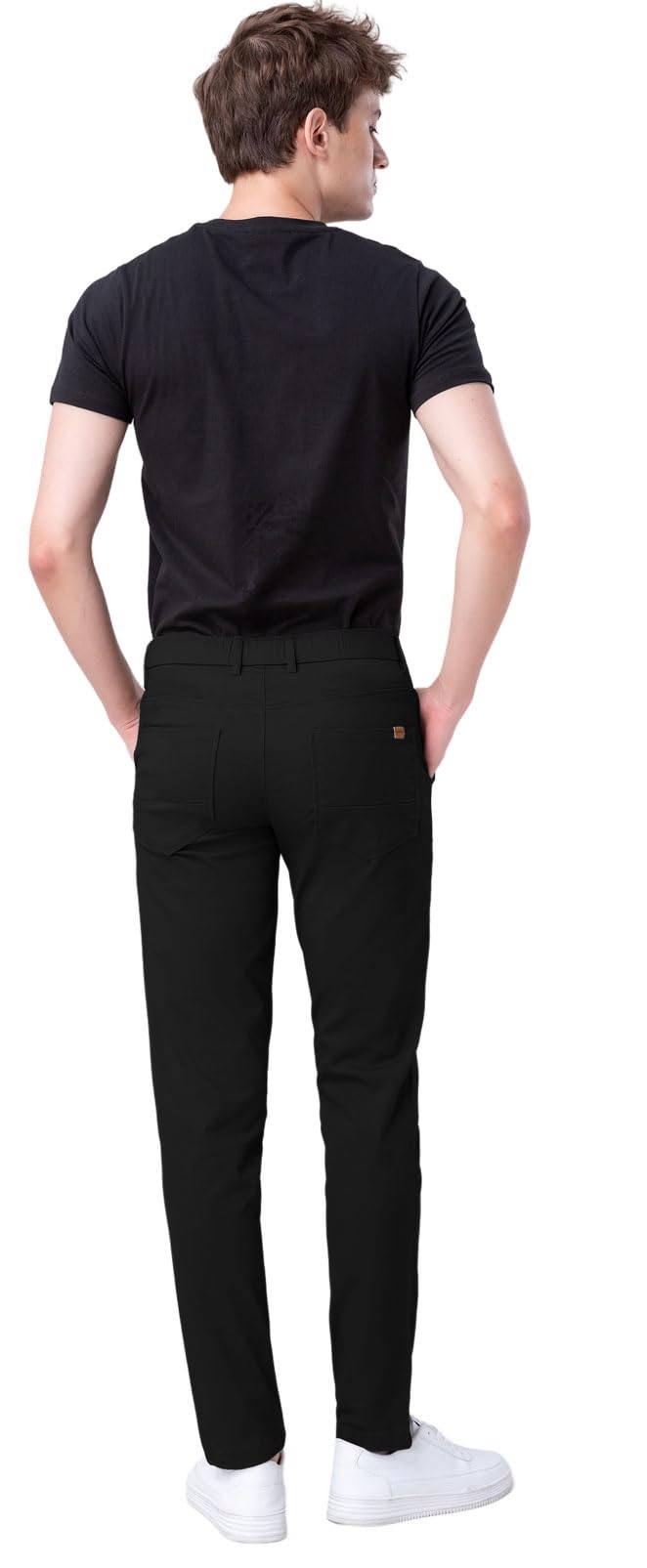 Plaid&Plain Men's Skinny Stretchy Khaki Pants Colored Pants Slim Fit Slacks Tapered Trousers 819 Black 30X28 - Image 2