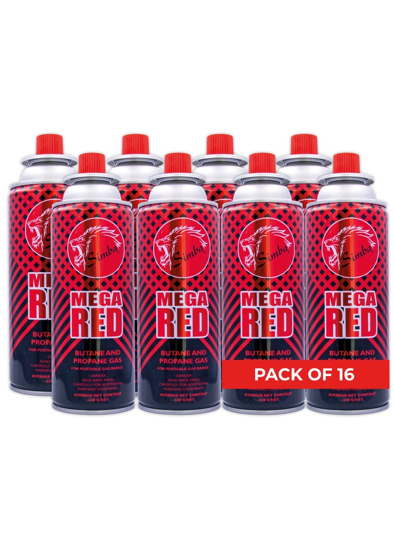 Simba 16 Piece Butane Gas Cartridge 220g-400ml - Image 1
