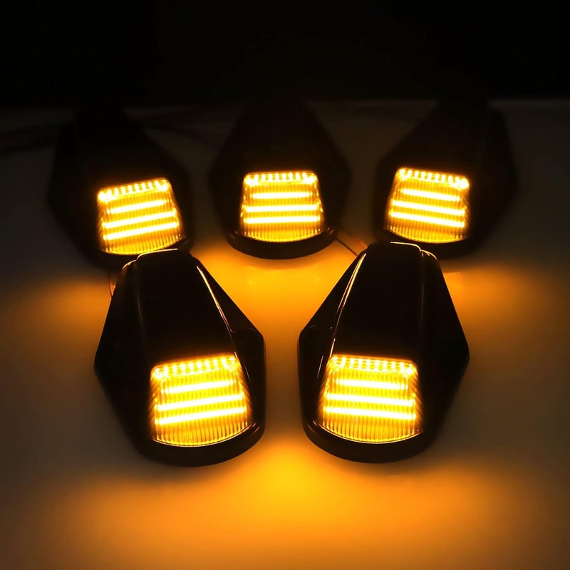 SHINEFIT 5X Amber LED Cab Roof Running Top Marker Lights for 1984-1997 F150 F250 F350 Super Duty Pickup Trucks - Image 2