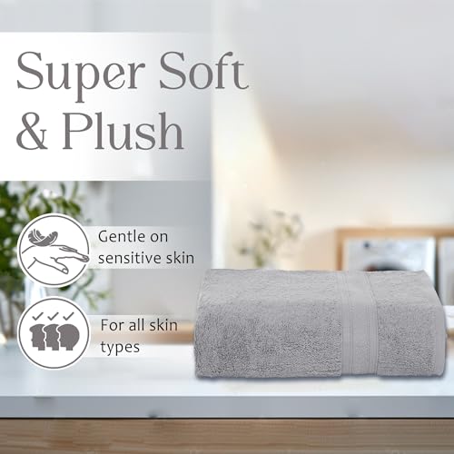 Ambra Linens 500 GSM Highly Absorbent Towel, 100% Cotton, Soft and Plush, All Seasons Use, Large, Everyday Use, Durable (1 Piece of Bath Towel, Light Grey) - Image 3