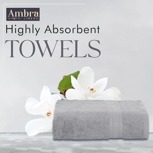 Ambra Linens 500 GSM Highly Absorbent Towel, 100% Cotton, Soft and Plush, All Seasons Use, Large, Everyday Use, Durable (1 Piece of Bath Towel, Light Grey) - Image 2