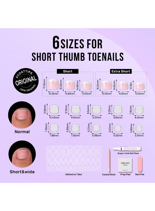 بي تي آرت بوكس أظافر قدم قصيرة من BTArtbox، أطراف فرنسية بيضاء لامعة، مربعة الشكل للنساء، أظافر قدم خفيفة الوزن مع غراء، أظافر قدم صناعية متوفرة بـ 16 مقاسًا - مجموعة 32 أظافر قدم، تايملس غريس - Image 2