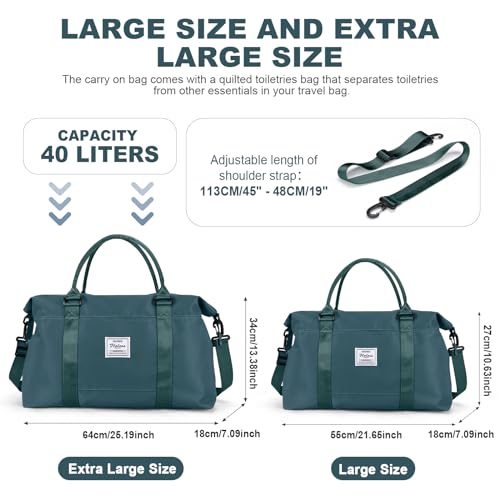 HYC00 Travel Duffel Bag,Weekender Overnight Bag for Women,Carry-on Bag with Wet Pocket,Gym Bag,Extra Large,Peacock Blue - Image 3