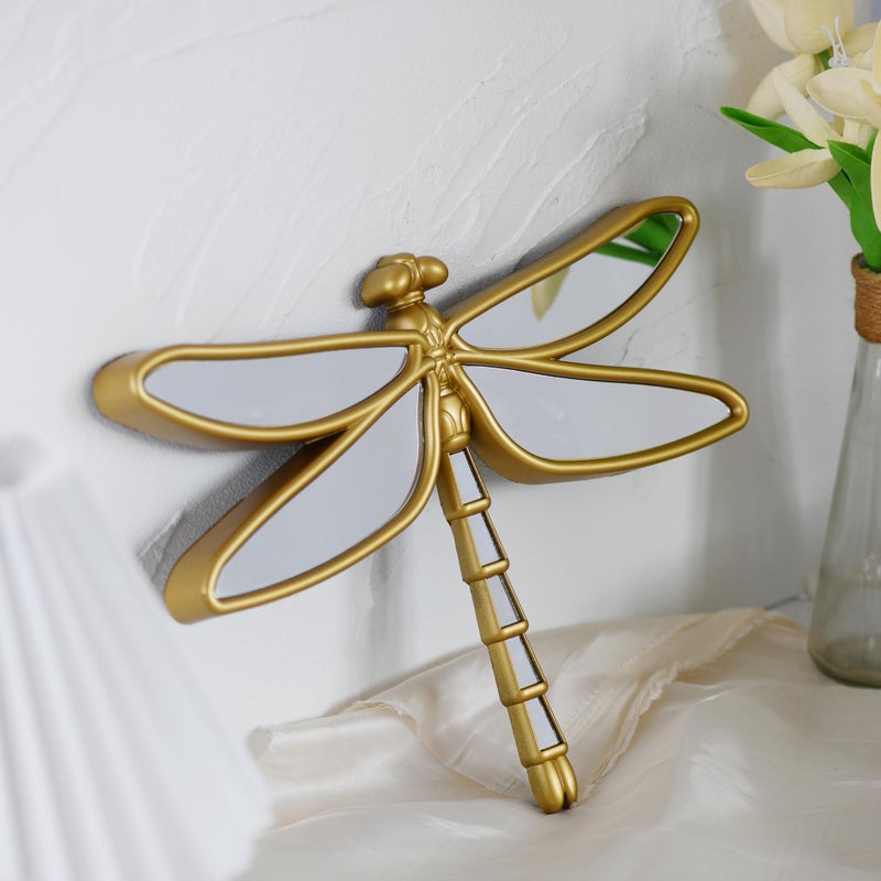 Wartter Decorative Golden Dragonfly Wall Mirror, Plastic Frame with Mirrored Wings (12.4 x 9.3 inches) - Image 3