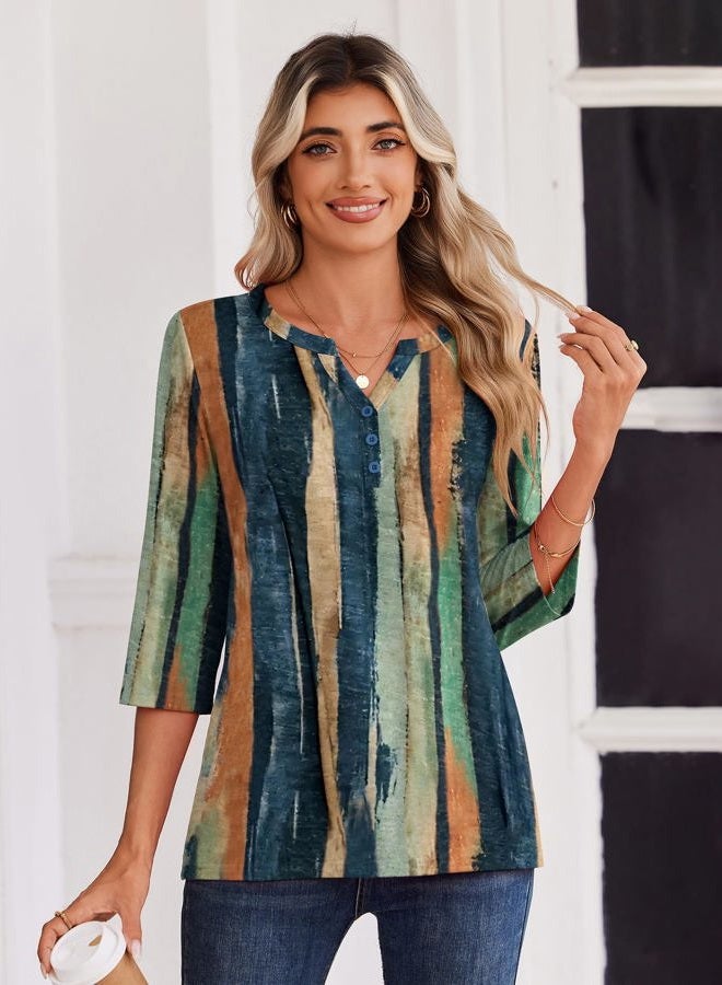 zeagoo 3/4 Length Sleeve Womens Tops Casual Dressy Summer Blouses Buisness Work Spring Tee Shirts, Multicolor 289, S - Image 3