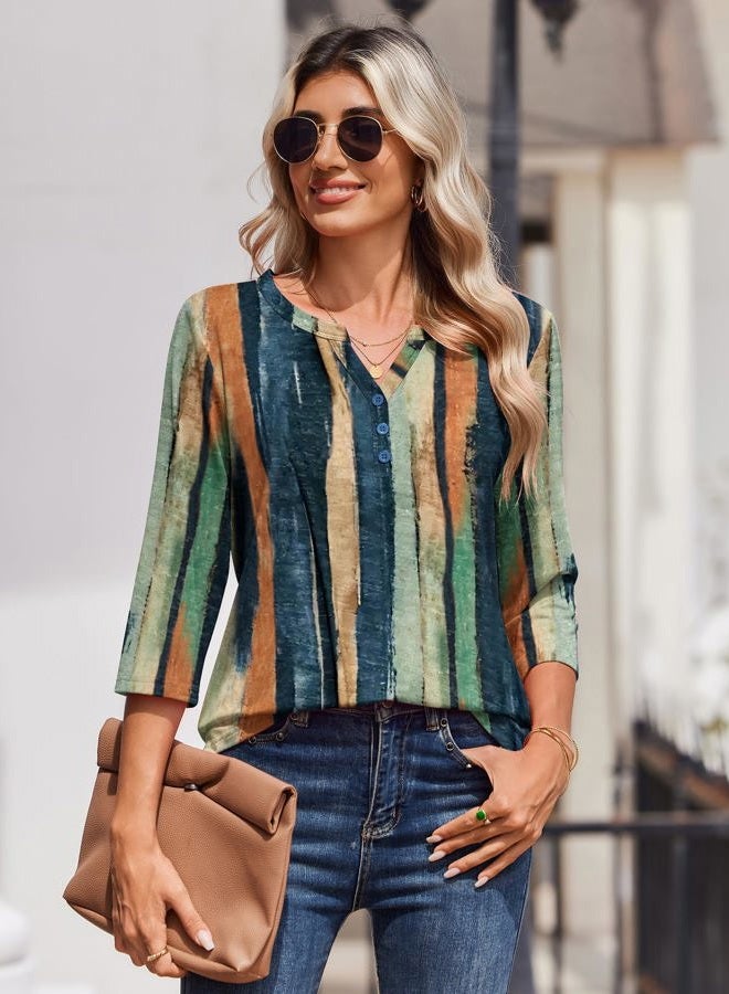 zeagoo 3/4 Length Sleeve Womens Tops Casual Dressy Summer Blouses Buisness Work Spring Tee Shirts, Multicolor 289, S - Image 2