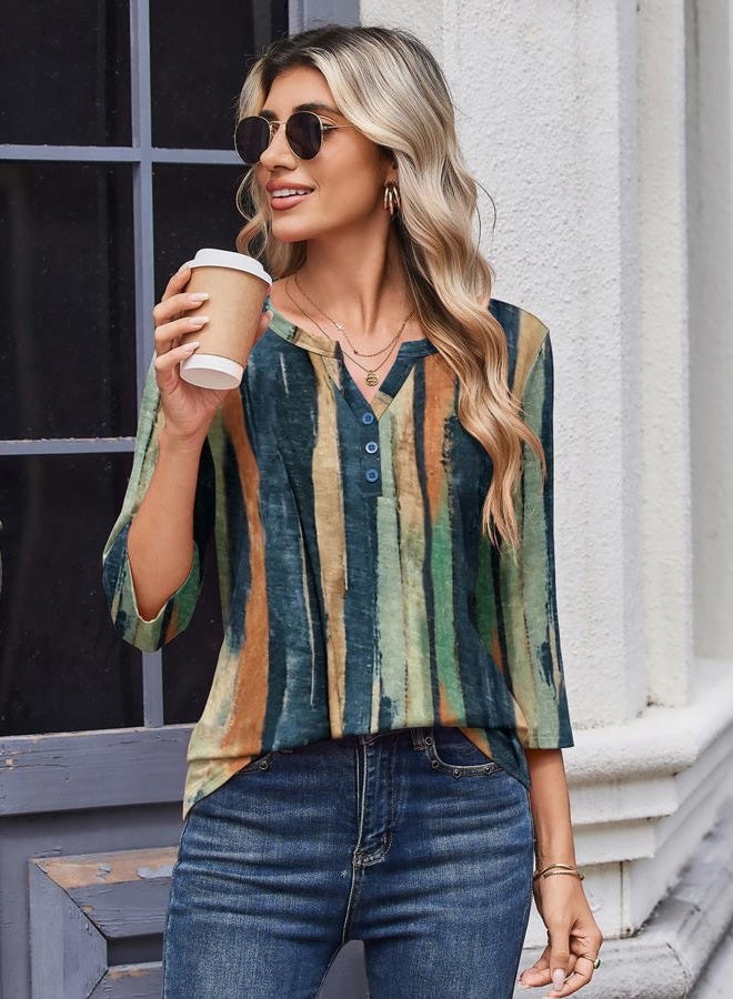 zeagoo 3/4 Length Sleeve Womens Tops Casual Dressy Summer Blouses Buisness Work Spring Tee Shirts, Multicolor 289, S - Image 4