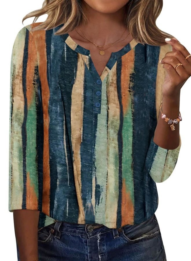 zeagoo 3/4 Length Sleeve Womens Tops Casual Dressy Summer Blouses Buisness Work Spring Tee Shirts, Multicolor 289, S - Image 1