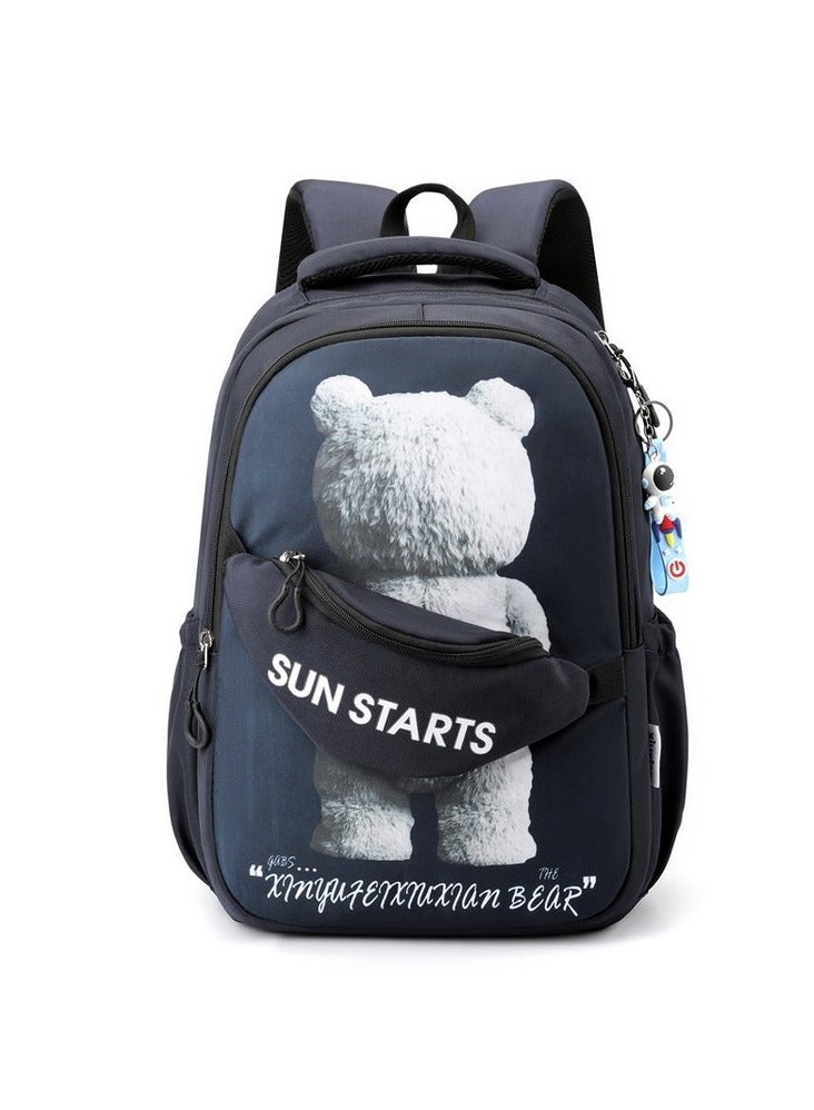 New Trendy Backpack with Unique Small Shoulder Strap Design, Large Capacity, Double Shoulder Bag for Elementary and Middle School Students (Boys) 