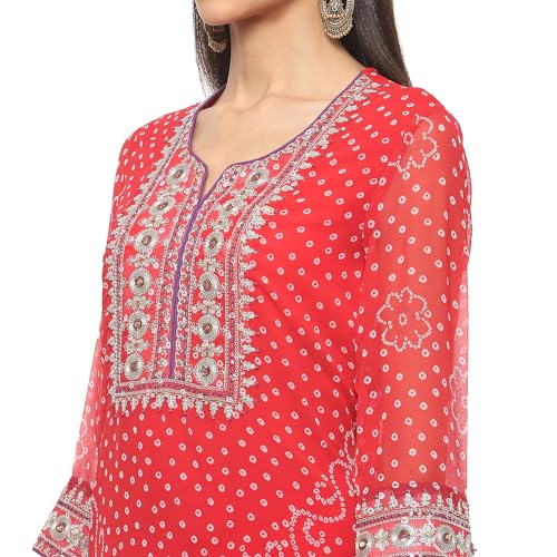 BIBA Women Polyester PRINTED STRAIGHT SALWAR KURTA DUPATTA(SKD9604_RED_40) - Image 5