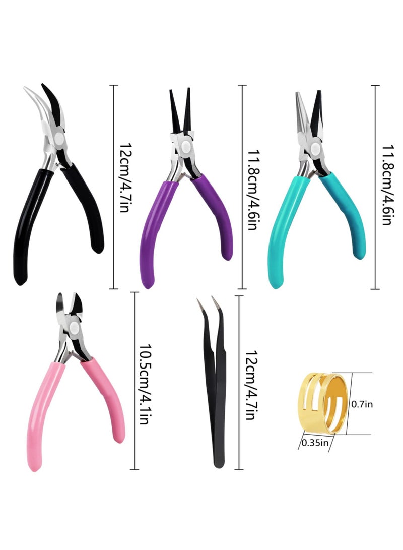 Excefore 4 Pack Jewelry Pliers Jewelry Making Pliers Tools Kit With Needle Nose Pliers Or Chain Nose Pliers, Round Nose Pliers, Bent Nose Pliers, Wire Cutters For Wire Wrapping Earring Craft Making Supplies  - Image 4